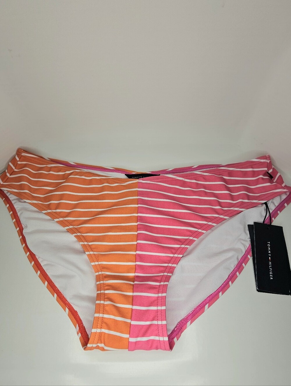 Tommy Hilfiger Womens Pink Orange Striped Bikini Bottom Swim Bikini Size XXL NWT